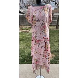 Na-ta-ya Dress S Floral Midi Titanic Edwardian Romantic Vintage NWT’s Pink